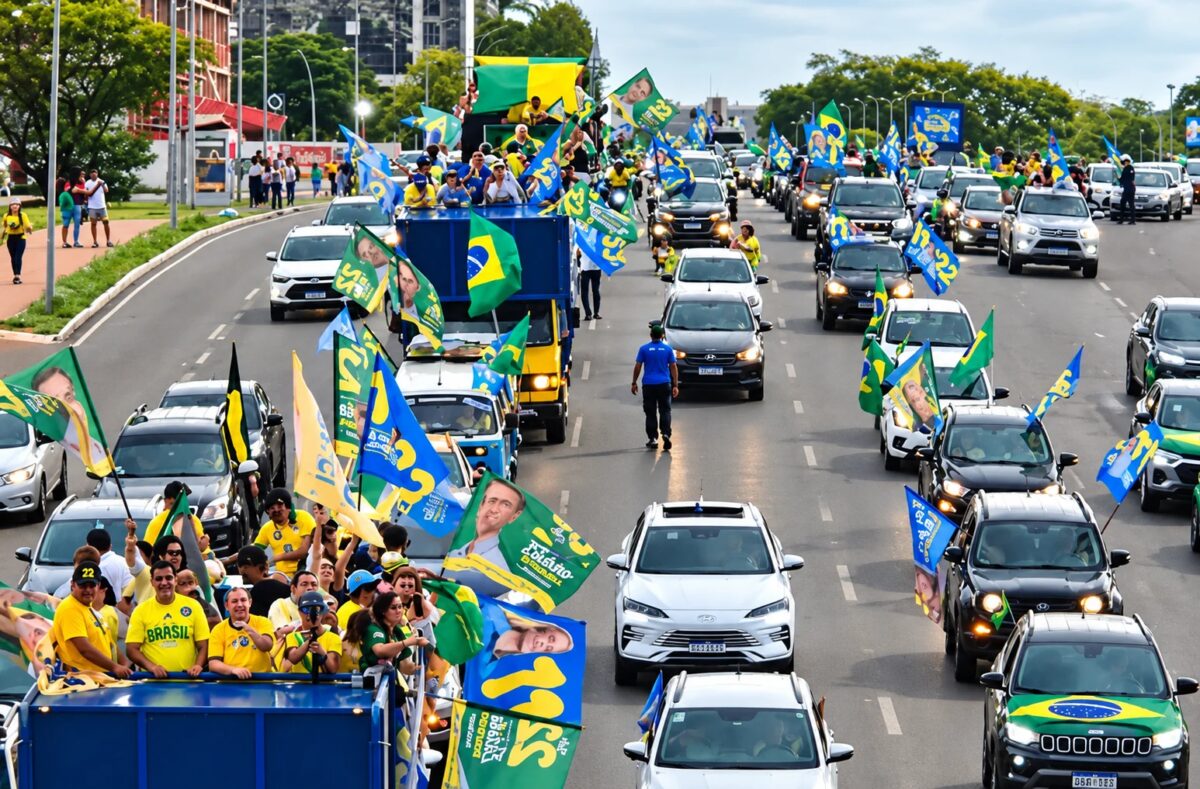 Carreata pró-Flávio Bolsonaro e Celina Leão reúne lideranças políticas em Brasília