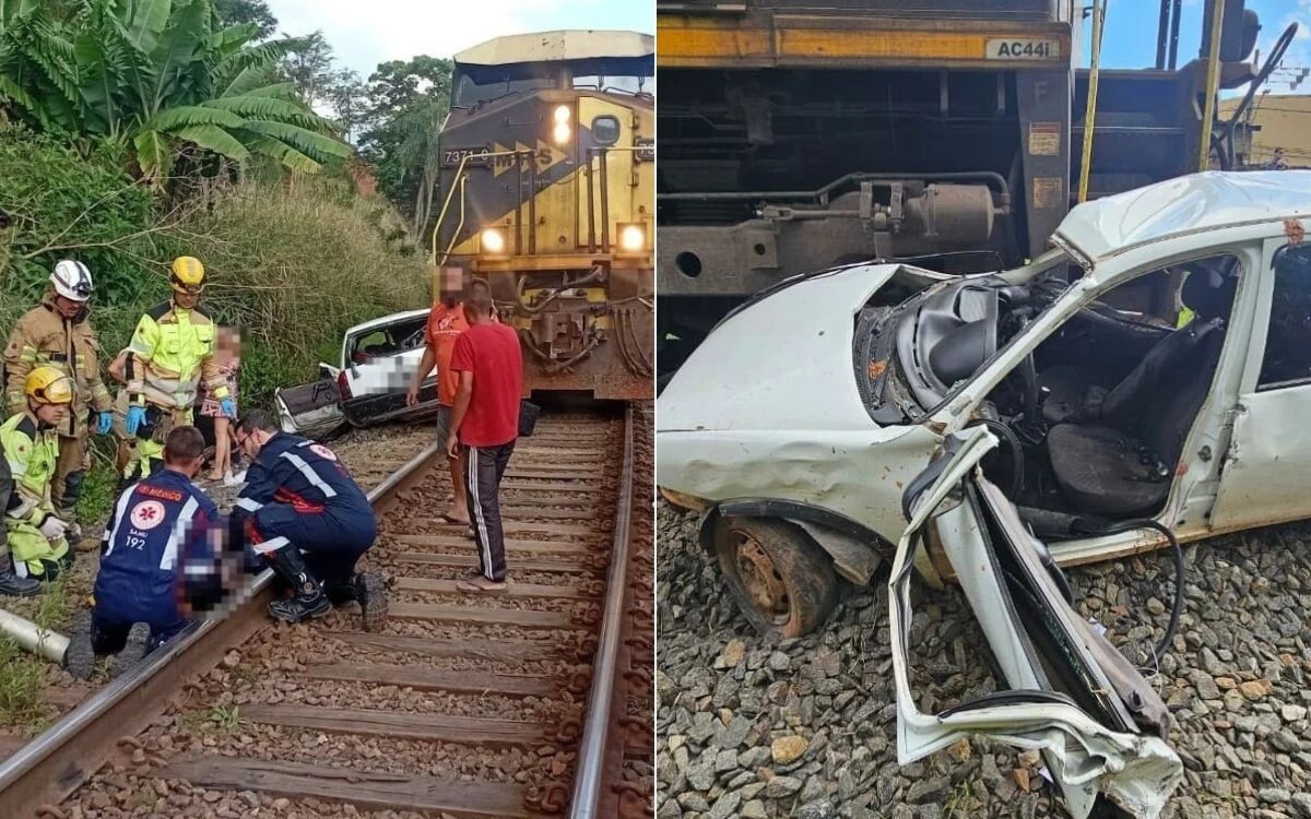 Colisão entre trem e carro deixa um morto e um ferido na Zona da Mata